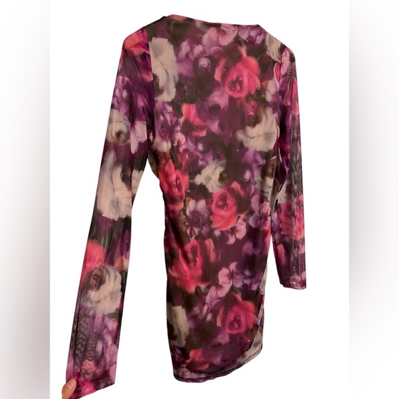 Bloshe  Dress Floral Midi Dress in Pink and Purple - Picture 3 of 10